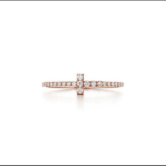 💍 Tiffany T Diamond Wire Band Ring 18k Rose Gold / Size 5 - Picture 6 of 8